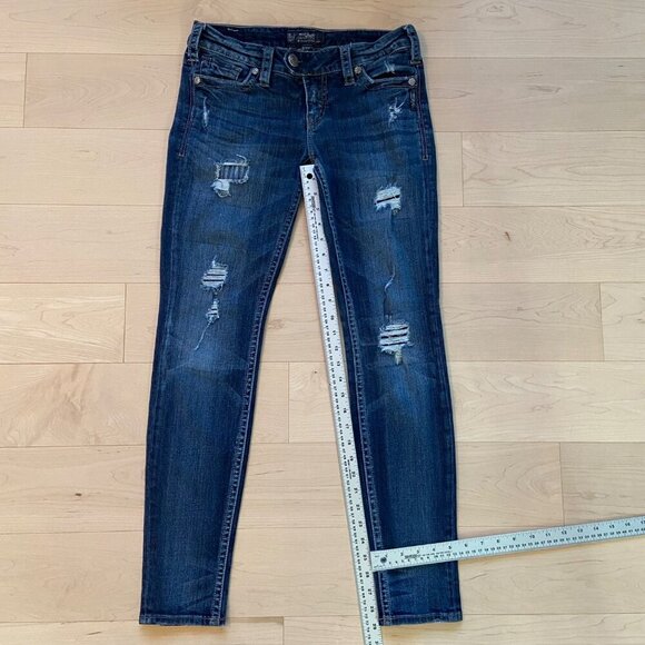 Silver Jeans Co. Womens Distressed Tuesday Low Super Skinny sexy Jeans Size 29 - Picture 9 of 12